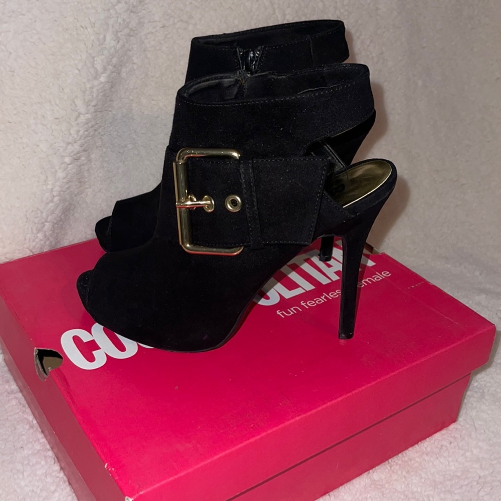 Black peep toe heels